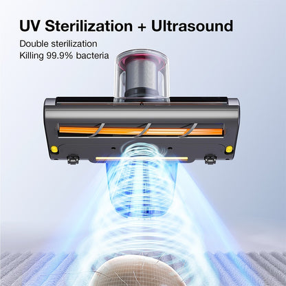 JIMMY BD7 Pro Cordless Double Cup Anti-Mite Vacuum Cleaner, 250W 6Kpa, Bed Vacuum Cleaner, Smart Dust Sensor UV &amp; Ultrasound Technology, Negative Ion Function, 30Mins Runtime, LED Display