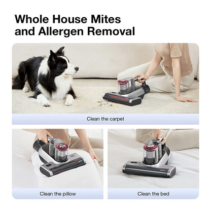 JIMMY BD7 Pro Cordless Double Cup Anti-Mite Vacuum Cleaner, 250W 6Kpa, Bed Vacuum Cleaner, Smart Dust Sensor UV &amp; Ultrasound Technology, Negative Ion Function, 30Mins Runtime, LED Display