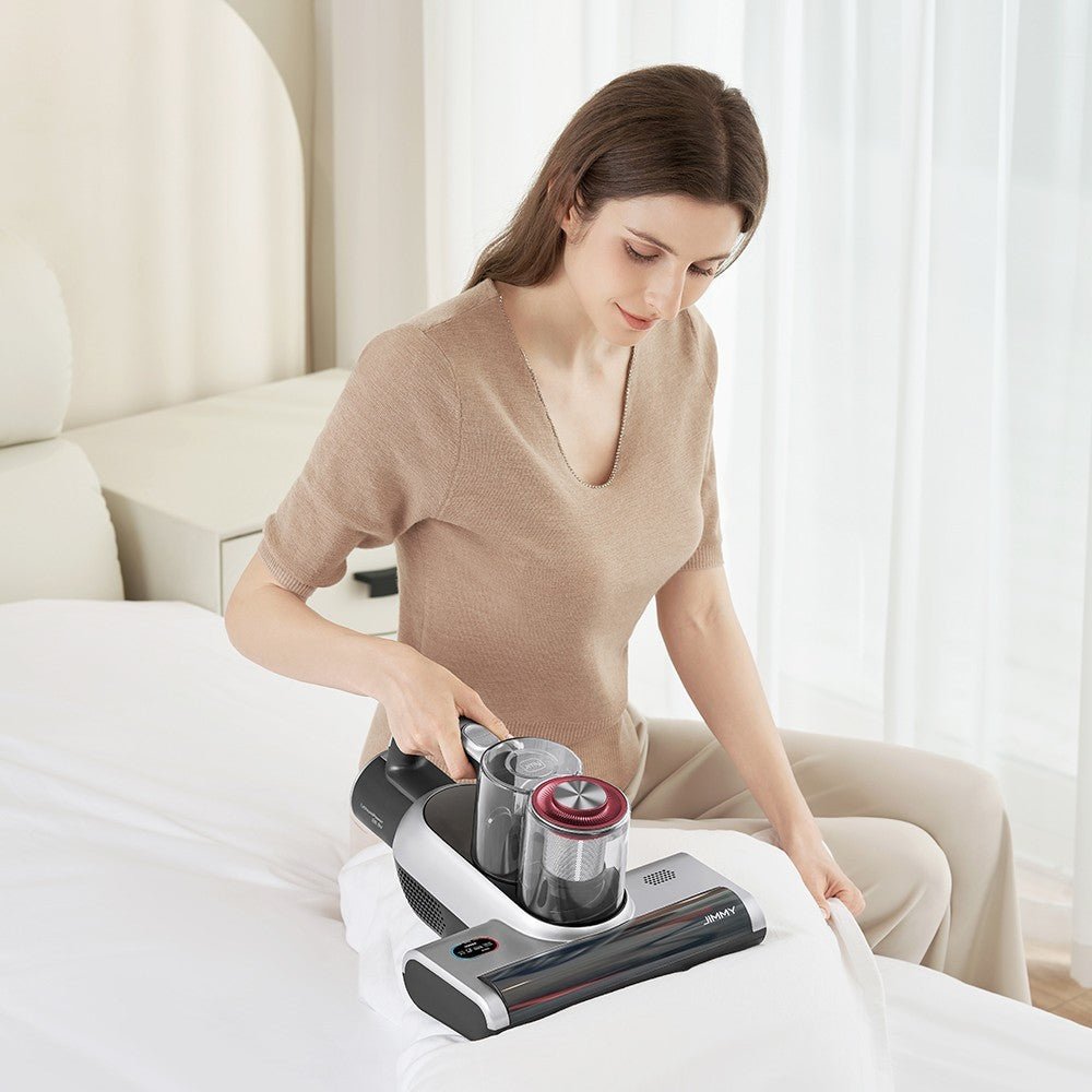 JIMMY BD7 Pro Cordless Double Cup Anti-Mite Vacuum Cleaner, 250W 6Kpa, Bed Vacuum Cleaner, Smart Dust Sensor UV &amp; Ultrasound Technology, Negative Ion Function, 30Mins Runtime, LED Display