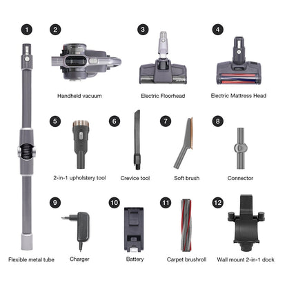 JIMMY H10 Flex Mopping Version Handheld Cordless Vacuum Cleaner, 245AW 26Kpa Suction, Intelligent Dust Sensor, Auto Power Adjust, 2500mAh Battery, 80Mins Runtime, 0.6L Dust Cup, With LED Headlights