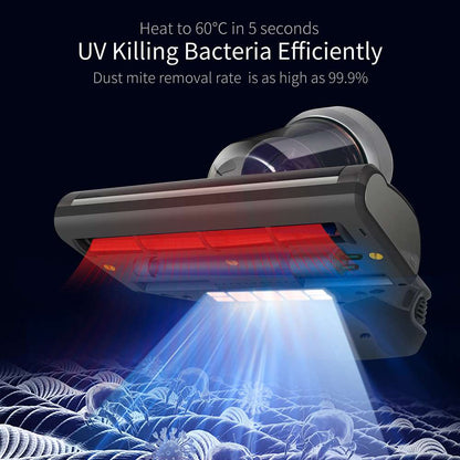 JIMMY JV35  Bed Vacuum Cleaner for Mattress with UV Light, 14Kpa Strong Suction, Dual Cyclone Filtration, High-Temperature UV Acaricide, 5S Rapid Heating, 99.99% Mites Removal, Handheld Vacuum Cleaner for Bed &amp; Sofa - Gray
