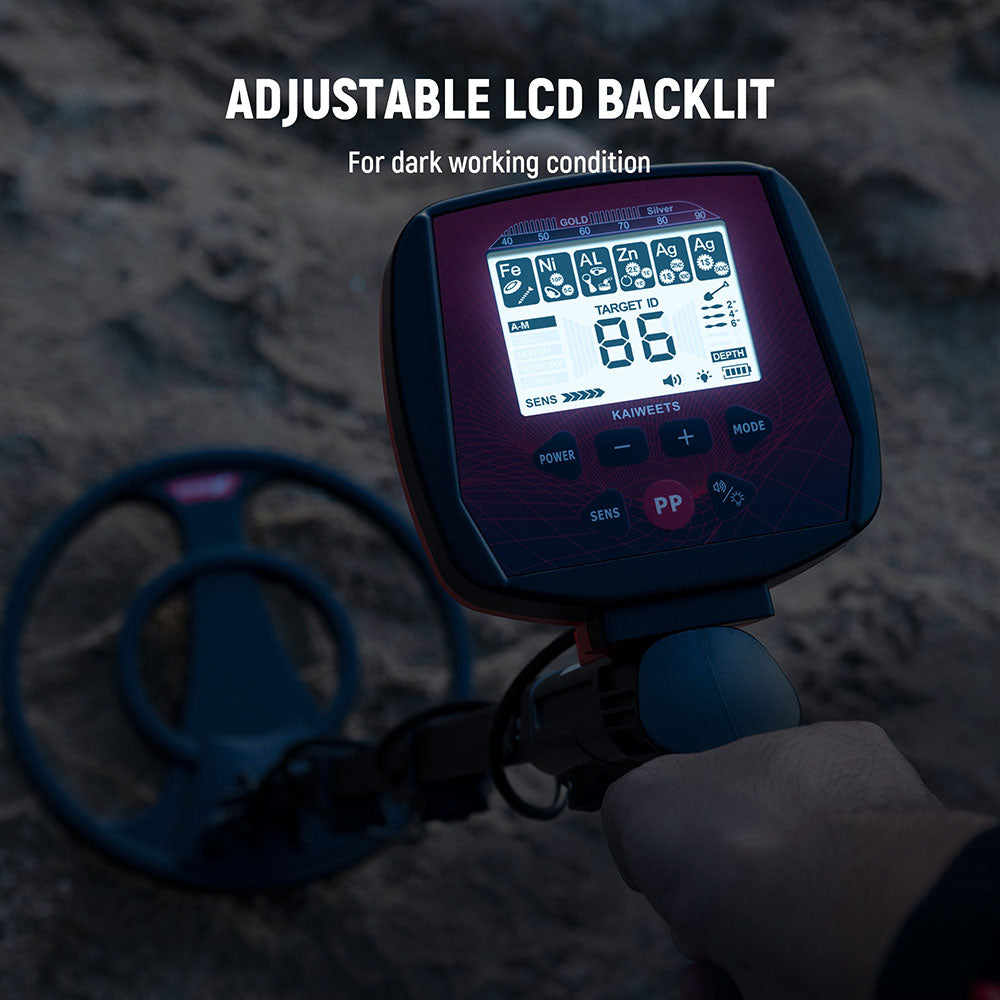 KAIWEETS EXPLORER X I Metal Detector, 6 Detection Modes, LCD Screen, Adjustable Long Stem, IP68 Waterproof Coil
