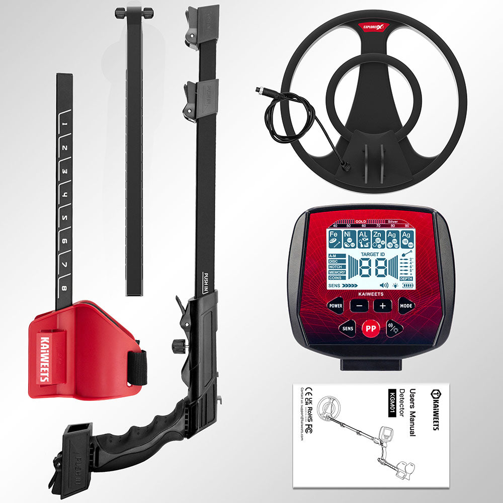 KAIWEETS EXPLORER X I Metal Detector, 6 Detection Modes, LCD Screen, Adjustable Long Stem, IP68 Waterproof Coil