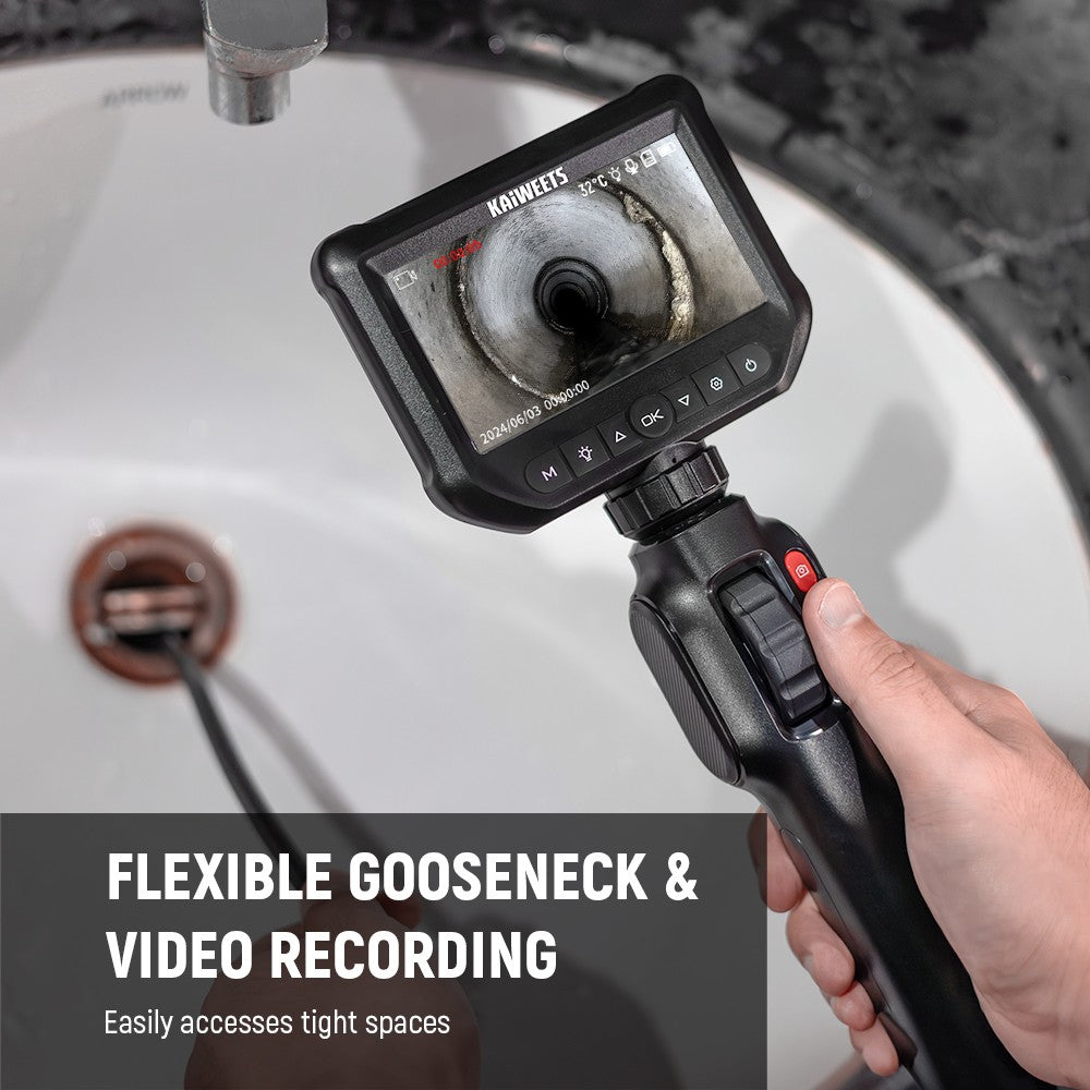 KAIWEETS KBA01 Two-Way Articulating Borescope, 210&#176; Rotatable Camera, 8 LED Lights, 4.3inch Display, 1920*1080P, IP67 Waterproof
