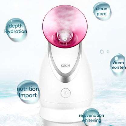 KSKIN KD2331A Hot Mist Ionic Facial Steamer, Aromatherapy Home Skin Humidifier, Warm and Hot Spraying, Ion Spray Penetration - EU Plug