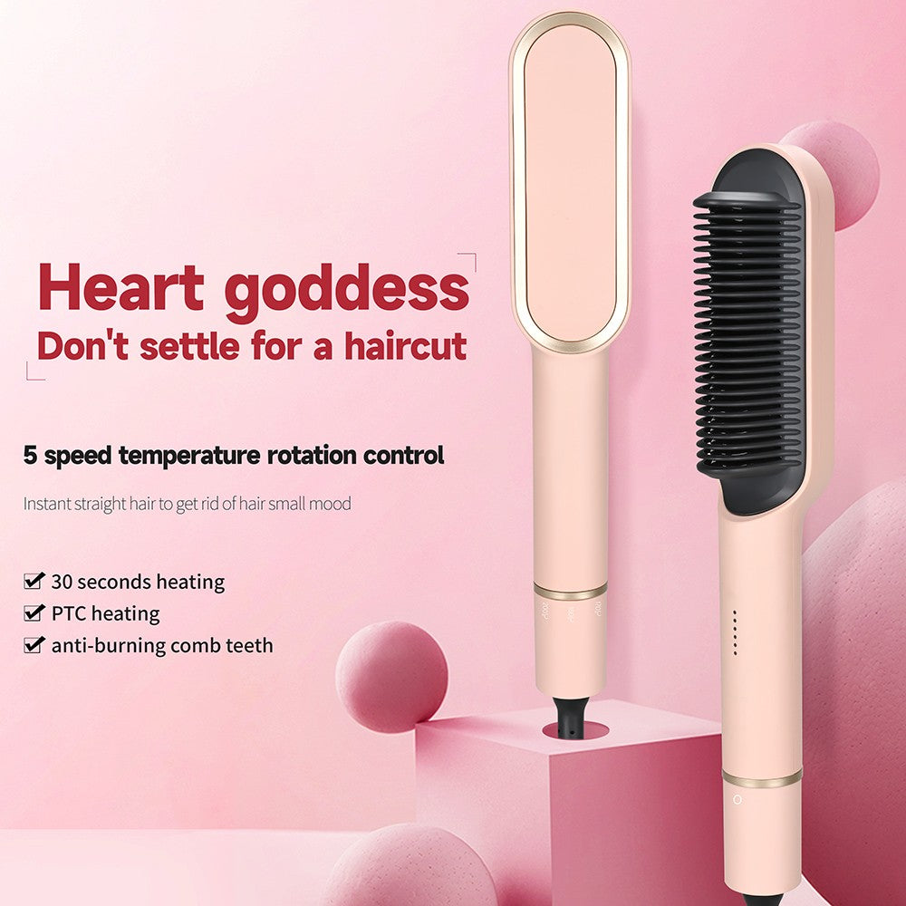 KSKIN KD380A Hair Straightening Comb, 5-Level Temperature Control, Pink - EU Plug