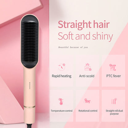 KSKIN KD380A Hair Straightening Comb, 5-Level Temperature Control, Pink - EU Plug