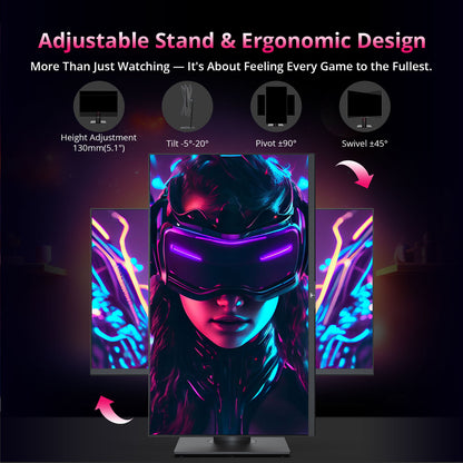 KTC H27P22S 27-inch Gaming Monitor, 3840x2160 UHD AUO 7.0 FAST IPS Panel, HDR400, 160Hz Refresh Rate, 1ms Response Time, 132%sRGB, Compatible with FreeSync and G-SYNC, Low-blue Light, 2*HDMI2.1 2*DP1.4 1*USB2.0, Adjustable Stand &amp; Support VESA Mount