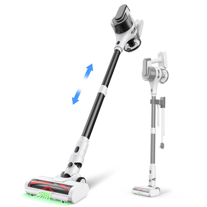 MOOSOO S5 Mate Cordless Stick Vacuum Cleaner, 20kPa Powerful Suction, 55min Runtime, 1L Dustbin, Green LED Technology, Rechargeable for Effortless Home Cleaning Hardwood, Carpets &amp; Pet Hair