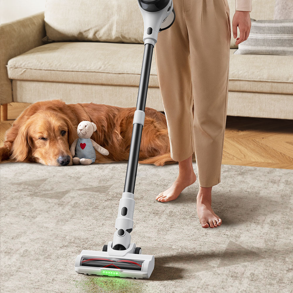 MOOSOO S5 Mate Cordless Stick Vacuum Cleaner, 20kPa Powerful Suction, 55min Runtime, 1L Dustbin, Green LED Technology, Rechargeable for Effortless Home Cleaning Hardwood, Carpets &amp; Pet Hair