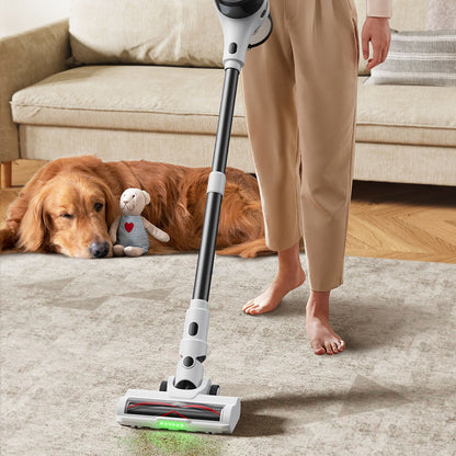 MOOSOO S5 Mate Cordless Stick Vacuum Cleaner, 20kPa Powerful Suction, 55min Runtime, 1L Dustbin, Green LED Technology, Rechargeable for Effortless Home Cleaning Hardwood, Carpets &amp; Pet Hair