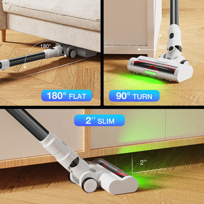 MOOSOO S5 Mate Cordless Stick Vacuum Cleaner, 20kPa Powerful Suction, 55min Runtime, 1L Dustbin, Green LED Technology, Rechargeable for Effortless Home Cleaning Hardwood, Carpets &amp; Pet Hair