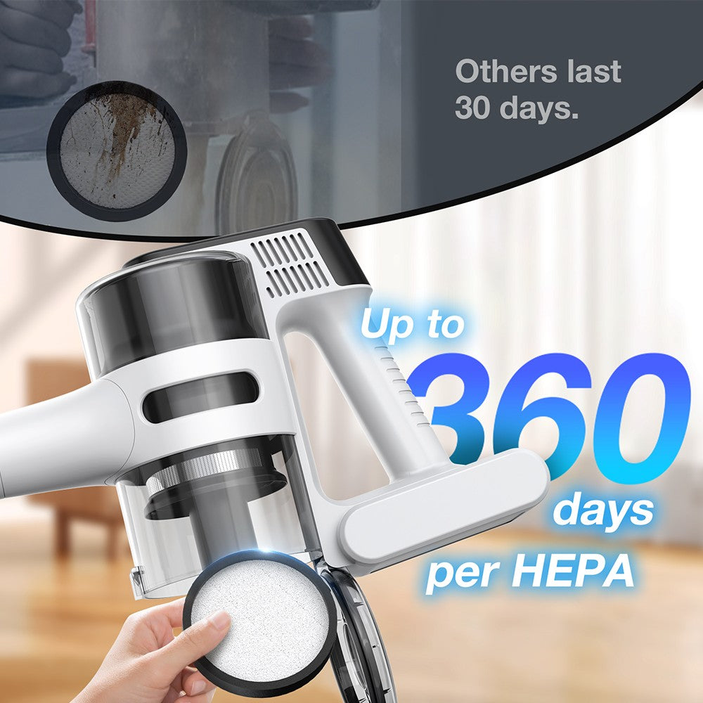 MOOSOO S5 Mate Cordless Stick Vacuum Cleaner, 20kPa Powerful Suction, 55min Runtime, 1L Dustbin, Green LED Technology, Rechargeable for Effortless Home Cleaning Hardwood, Carpets &amp; Pet Hair