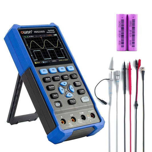 OWON HDS2102S 3 in 1 Digital Oscilloscope Multimeter Signal Generator, 100MHz Bandwidth, 500MSa/s Sampling Rate, 20000 Counts - EU Plug