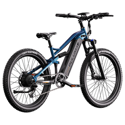 PULUMA PH001 Electric Bike, 500W Motor, 48V 20AH Battery, 27.5*2.8-inch Tires, 40km/h Max Speed, 150km Range, Hydraulic Oil Brakes, Shock Absorber Fork, 9-speed Derailleur, LCD Display - Black Blue