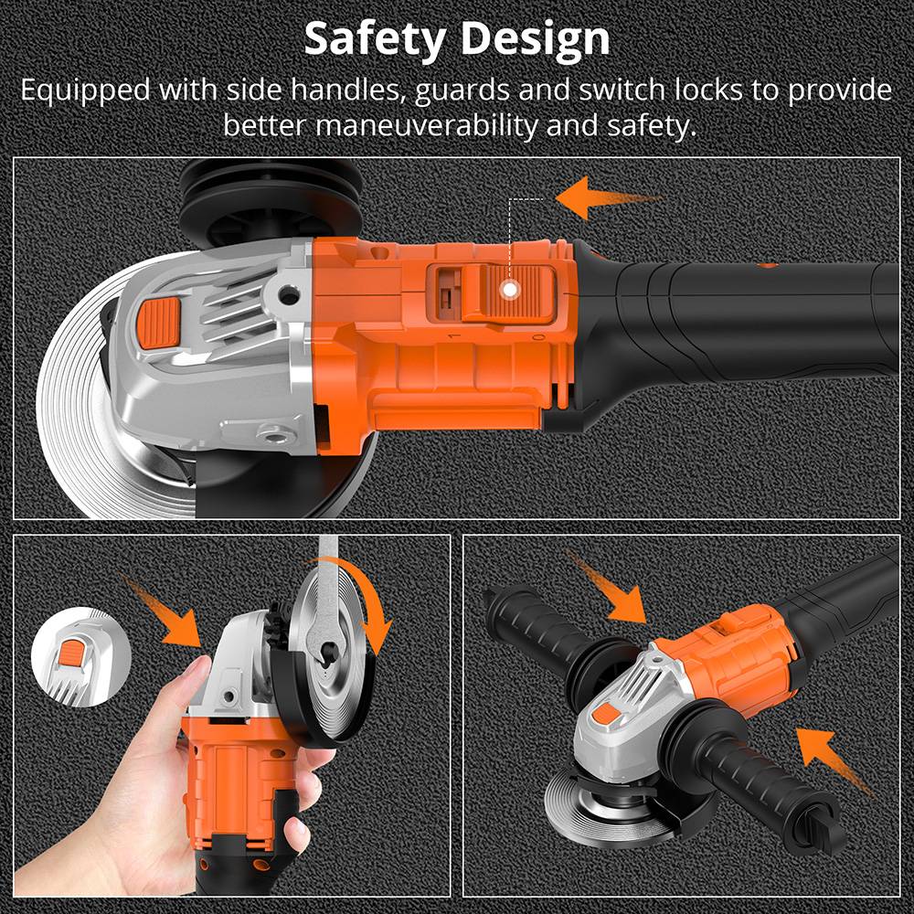 Parrior CAG12 20V Cordless Angle Grinder, with 4Ah Battery, 8500RPM Brushless Motor, Fast Charging, Adjustable Auxiliary Handle