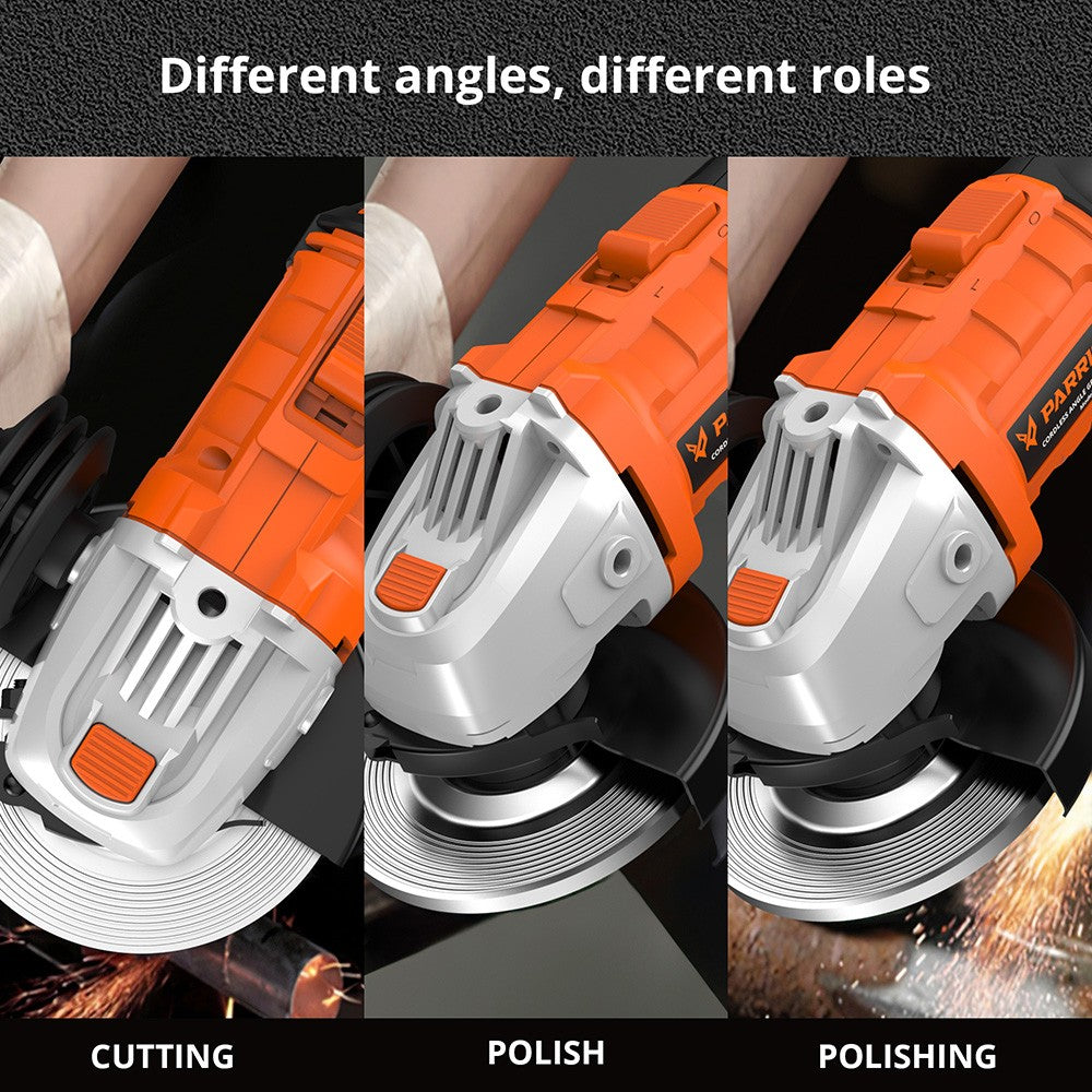 Parrior CAG12 20V Cordless Angle Grinder, with 4Ah Battery, 8500RPM Brushless Motor, Fast Charging, Adjustable Auxiliary Handle