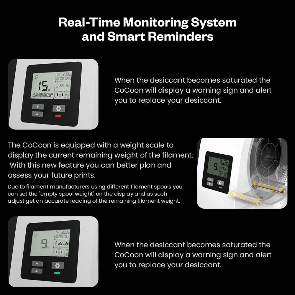 Phaetus aeBox CoCoon Filament Dryer Box, Real-Time Monitoring, 400g Desiccant Capacity, Fits Standard 1kg Spools (Φ204*70mm), Low Power Consumption