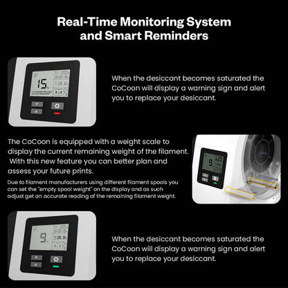 Phaetus aeBox CoCoon Filament Dryer Box, Real-Time Monitoring, 400g Desiccant Capacity, Fits Standard 1kg Spools (Φ204*70mm), Low Power Consumption