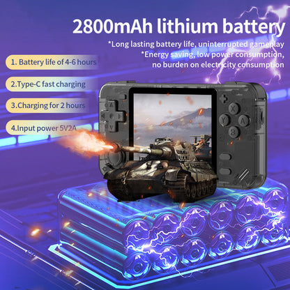 Powkiddy RGB10X Handheld Game Console, Open Source Linux, 3.5-inch 640*480 IPS Screen, 64GB TF Card, 64-bit 3D Simulators, 6 Hours Autonomy - Grey