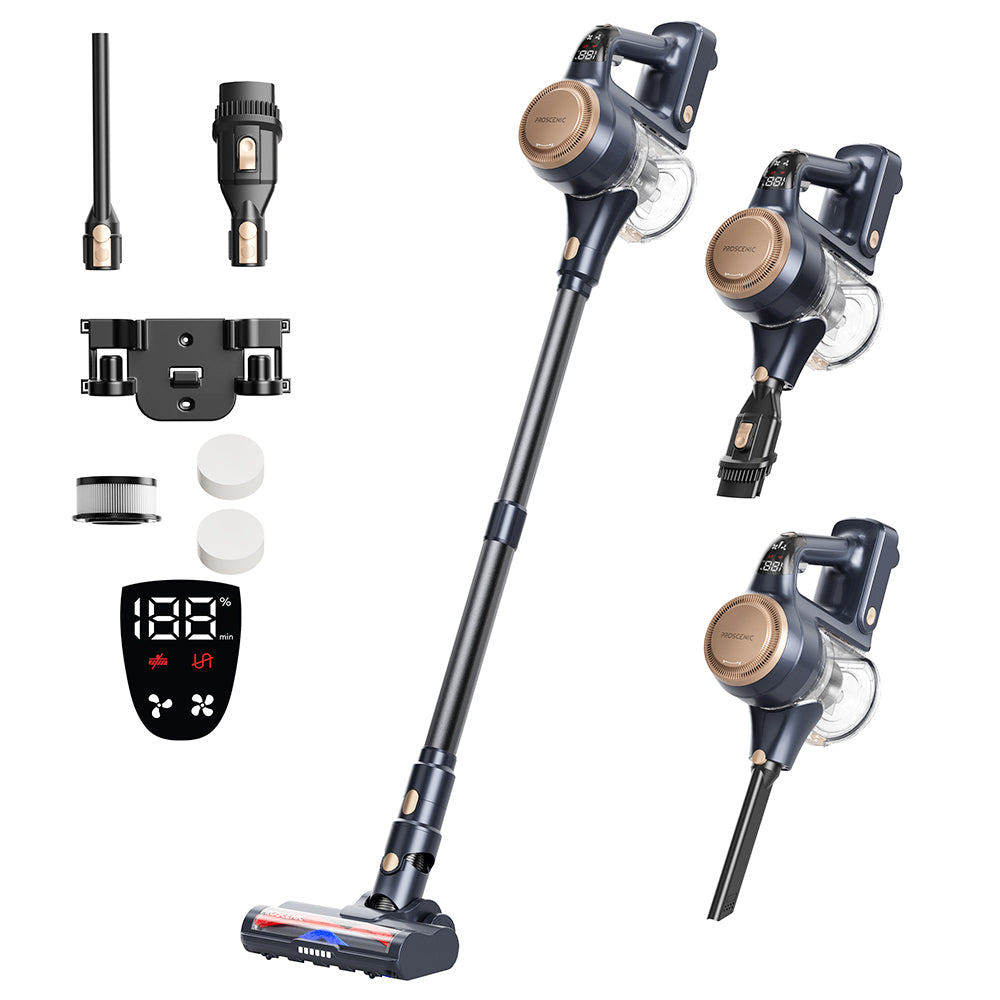 Proscenic P11 Lite Cordless Vacuum Cleaner, Max 28 kPa Suction, Up to 35min Runtime, LED Screen, Auto De-Tangles Hair, 180&#176; Swivel Steering, 550ml Dustbin, Telescopic Pipe, Low Noise, Wall-mounted Storage