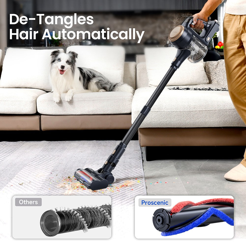 Proscenic P11 Lite Cordless Vacuum Cleaner, Max 28 kPa Suction, Up to 35min Runtime, LED Screen, Auto De-Tangles Hair, 180&#176; Swivel Steering, 550ml Dustbin, Telescopic Pipe, Low Noise, Wall-mounted Storage