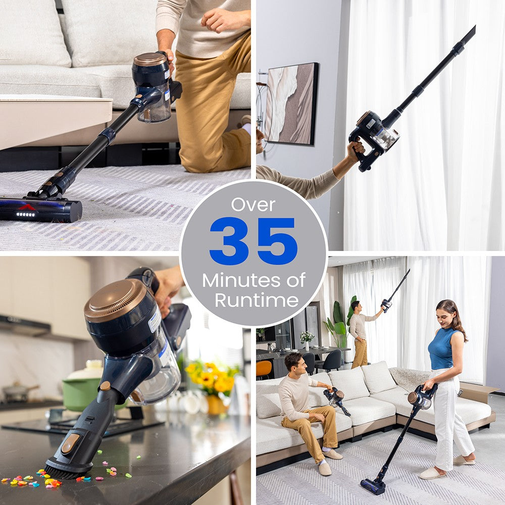 Proscenic P11 Lite Cordless Vacuum Cleaner, Max 28 kPa Suction, Up to 35min Runtime, LED Screen, Auto De-Tangles Hair, 180&#176; Swivel Steering, 550ml Dustbin, Telescopic Pipe, Low Noise, Wall-mounted Storage