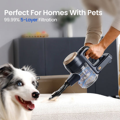 Proscenic P11 Lite Cordless Vacuum Cleaner, Max 28 kPa Suction, Up to 35min Runtime, LED Screen, Auto De-Tangles Hair, 180&#176; Swivel Steering, 550ml Dustbin, Telescopic Pipe, Low Noise, Wall-mounted Storage