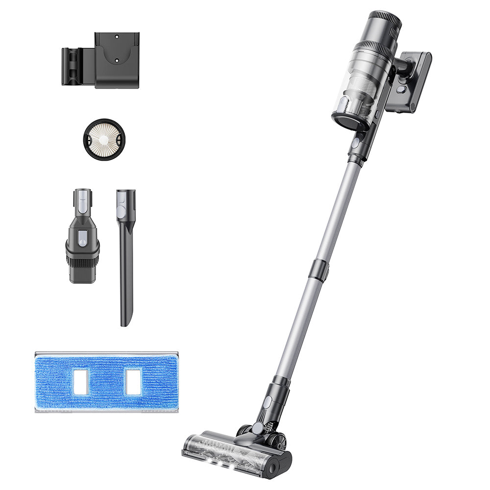 Proscenic P11 Mopping Cordless Vacuum Cleaner, 35KPa Suction, 0.65L Dustbin, 5-Stage Filtration System, 2000mAh Detachable Battery, Up to 50 Mins Runtime, Touch Screen
