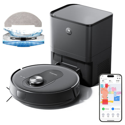Proscenic Q8 Max Robot Vacuum and Mop Combo with Self-emptying Station, Max 4200Pa Suction, 200min Runtime, 3 Cleaning Modes, Smart 360&#176; LiDAR Navigation, APP Control, for Floor, Pet Hair, Carpet