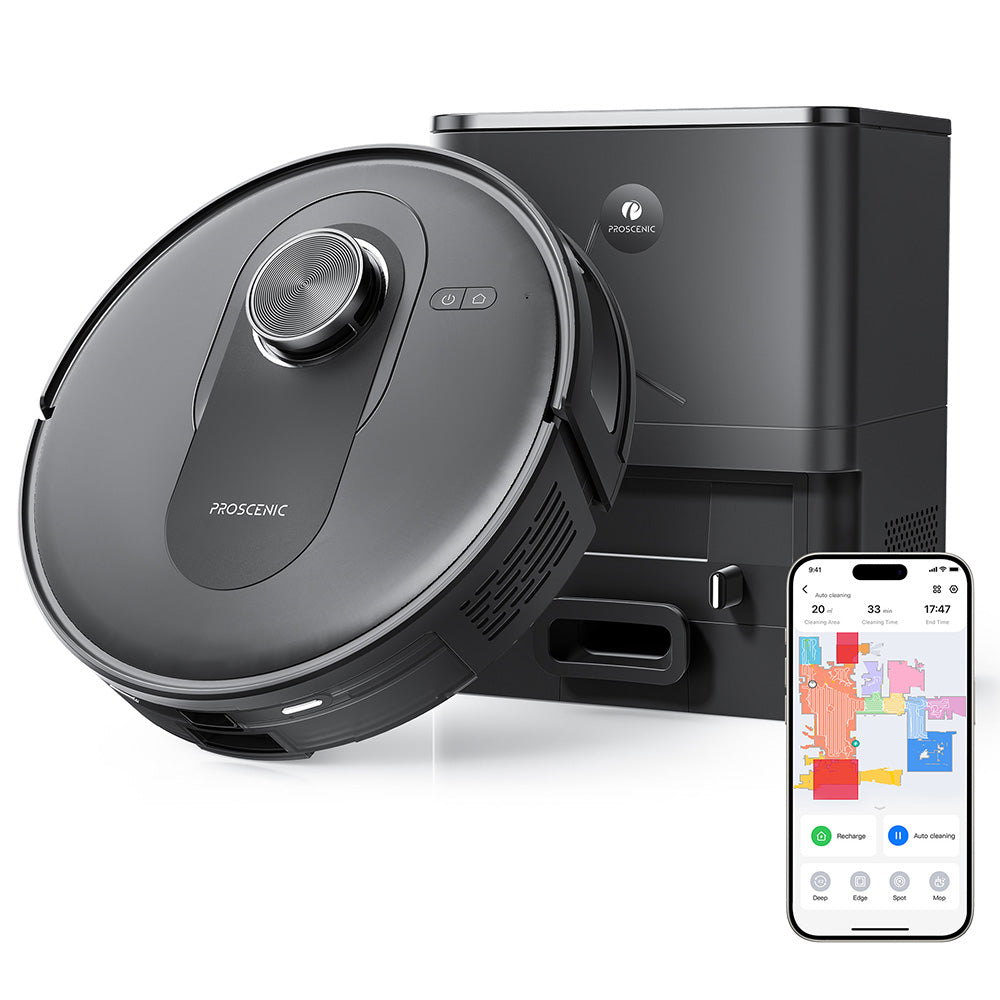 Proscenic Q8 Max Robot Vacuum and Mop Combo with Self-emptying Station, Max 4200Pa Suction, 200min Runtime, 3 Cleaning Modes, Smart 360&#176; LiDAR Navigation, APP Control, for Floor, Pet Hair, Carpet