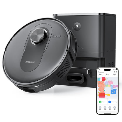 Proscenic Q8 Max Robot Vacuum and Mop Combo with Self-emptying Station, Max 4200Pa Suction, 200min Runtime, 3 Cleaning Modes, Smart 360&#176; LiDAR Navigation, APP Control, for Floor, Pet Hair, Carpet