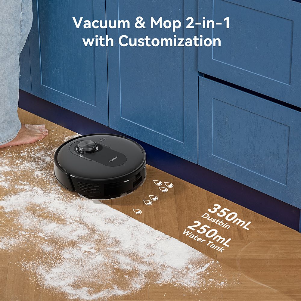 Proscenic Q8 Robot Vacuum and Mop Combo, 4200 Pa Suction, LiDAR Nav, 200min Runtime, Automatic Self-Charging, APP Control, 350ml Dustbin, 250ml Water Tank, for Indoor Floor, Pet Hair, Carpet