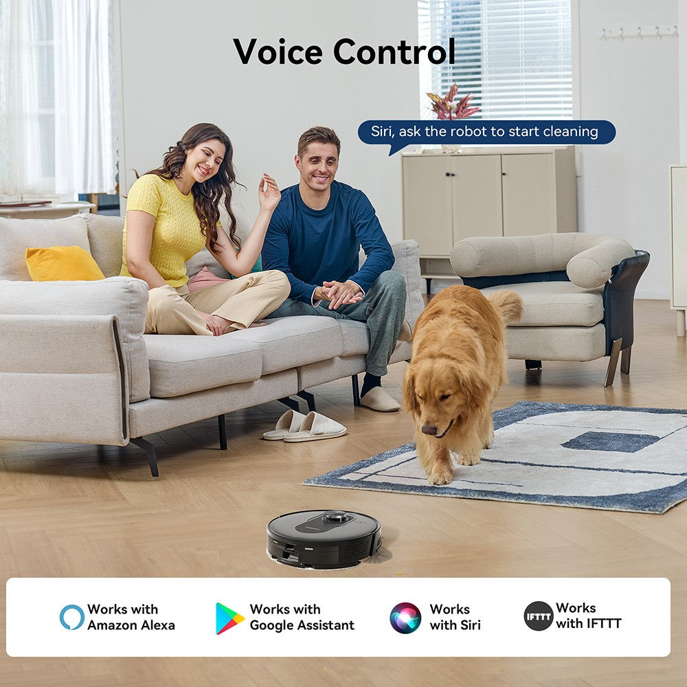 Proscenic Q8 Robot Vacuum and Mop Combo, 4200 Pa Suction, LiDAR Nav, 200min Runtime, Automatic Self-Charging, APP Control, 350ml Dustbin, 250ml Water Tank, for Indoor Floor, Pet Hair, Carpet