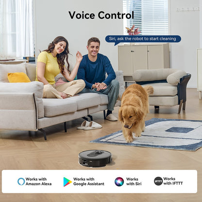 Proscenic Q8 Robot Vacuum and Mop Combo, 4200 Pa Suction, LiDAR Nav, 200min Runtime, Automatic Self-Charging, APP Control, 350ml Dustbin, 250ml Water Tank, for Indoor Floor, Pet Hair, Carpet
