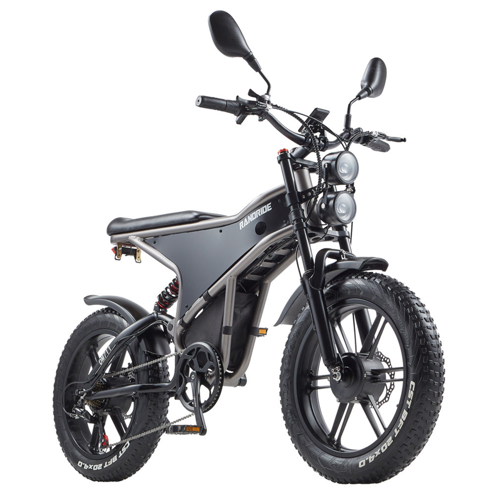RANDRIDE DM711 Electric Bike, 1000W*2 Motor, 48V 20Ah Battery, 20*4.0 inch Fat Tires, 45km/h Max Speed, 60km Range, Shimano Mechanical Brake, Dual Shock Suspension, LCD Display, 7 Speed