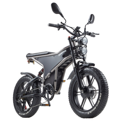 RANDRIDE DM711 Electric Bike, 1000W*2 Motor, 48V 20Ah Battery, 20*4.0 inch Fat Tires, 45km/h Max Speed, 60km Range, Shimano Mechanical Brake, Dual Shock Suspension, LCD Display, 7 Speed