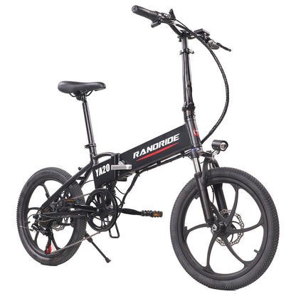 RANDRIDE YA20 Electric Bike 500W Motor 40km/h Max Speed 48V 12.8Ah Battery 80-90 Max Range 20*1.95&#39;&#39; CST Tires 120kg Load Shimano 7 Speed