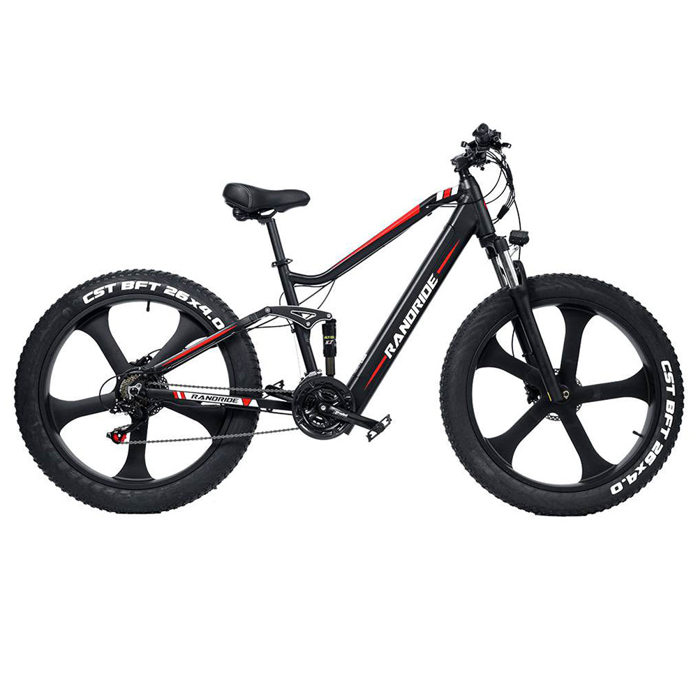 RANDRIDE YX90M Electric Bike, 26&#39;&#39; Fat Tire, 1000W Brushless Motor, 48V13.6Ah Battery, 45km/h Max Speed, 100km Range, LCD Display, SHIMANO Hydraulic Brake, Full Suspension Frame