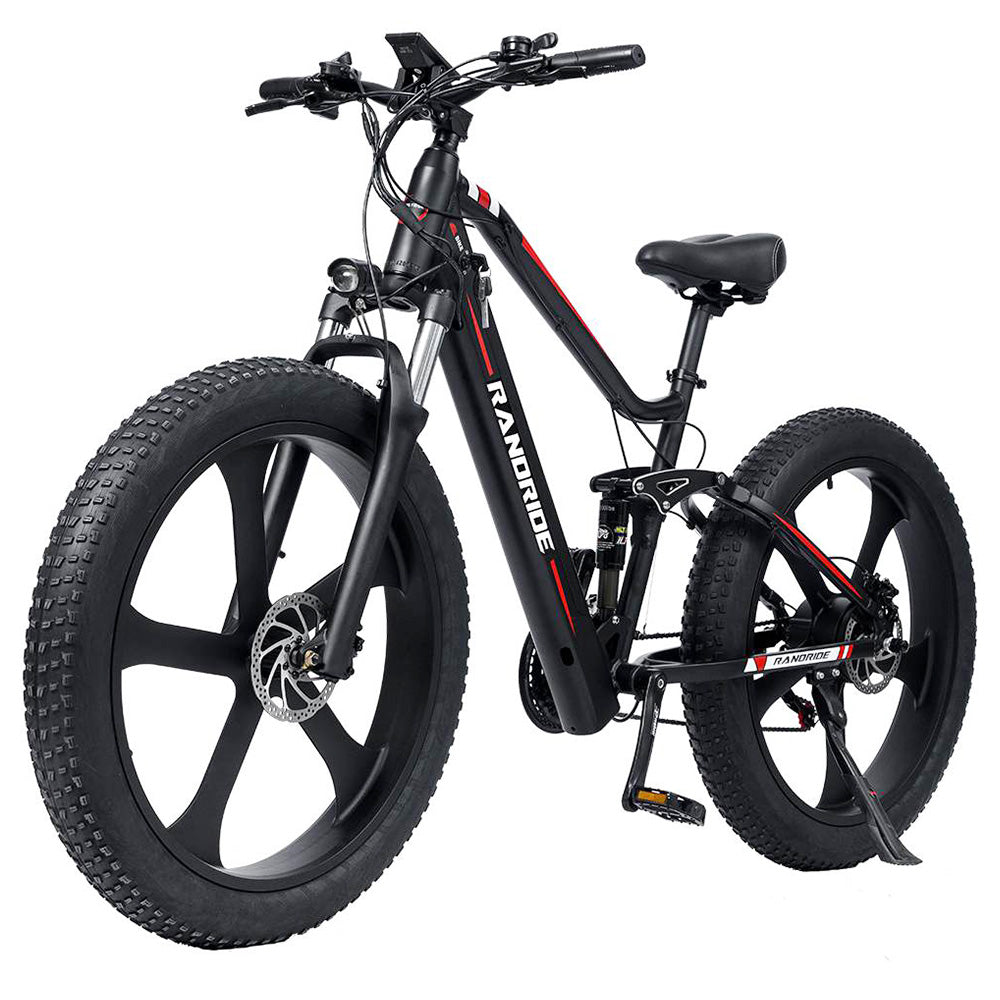 RANDRIDE YX90M Electric Bike, 26&#39;&#39; Fat Tire, 1000W Brushless Motor, 48V13.6Ah Battery, 45km/h Max Speed, 100km Range, LCD Display, SHIMANO Hydraulic Brake, Full Suspension Frame