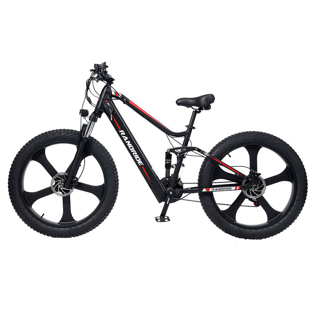 RANDRIDE YX90M Electric Bike, 26&#39;&#39; Fat Tire, 1000W Brushless Motor, 48V13.6Ah Battery, 45km/h Max Speed, 100km Range, LCD Display, SHIMANO Hydraulic Brake, Full Suspension Frame