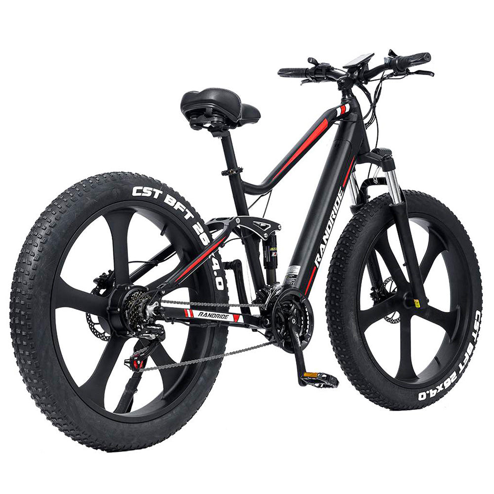 RANDRIDE YX90M Electric Bike, 26&#39;&#39; Fat Tire, 1000W Brushless Motor, 48V13.6Ah Battery, 45km/h Max Speed, 100km Range, LCD Display, SHIMANO Hydraulic Brake, Full Suspension Frame