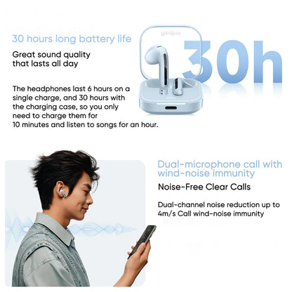 Redmi Buds 6 Active Earbuds, Bluetooth 5.4, Noise Cancellation for Calls, 5 Tuning Modes, Up to 30 Hours Battery Life - Black