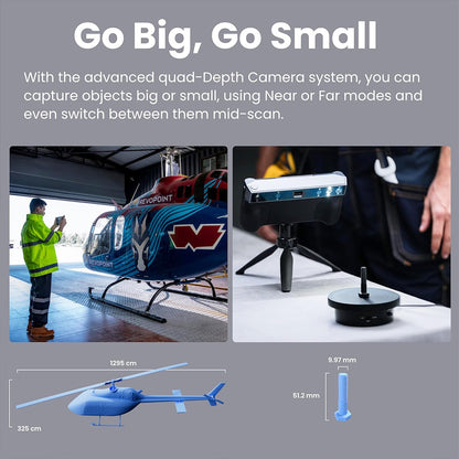 Revopoint MIRACO 3D Scanner with 16GB RAM, 0.02mm High Precision, 15fps Scanning Speed, 8K Color Capture, 180&#176; Rotating Screen, 9-axis IMU, 2K HD Picture, Single-shot &amp; Continuous Mode, Standable Design, for Small to Large Objects