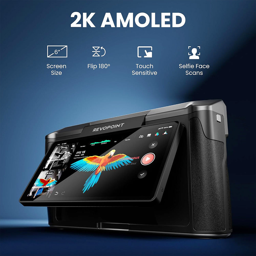 Revopoint MIRACO 3D Scanner with 16GB RAM, 0.02mm High Precision, 15fps Scanning Speed, 8K Color Capture, 180&#176; Rotating Screen, 9-axis IMU, 2K HD Picture, Single-shot &amp; Continuous Mode, Standable Design, for Small to Large Objects