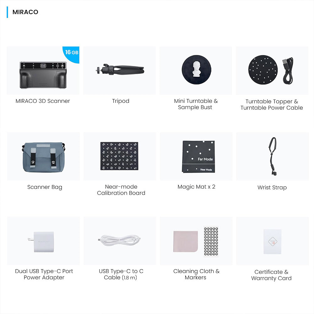 Revopoint MIRACO 3D Scanner with 16GB RAM, 0.02mm High Precision, 15fps Scanning Speed, 8K Color Capture, 180&#176; Rotating Screen, 9-axis IMU, 2K HD Picture, Single-shot &amp; Continuous Mode, Standable Design, for Small to Large Objects