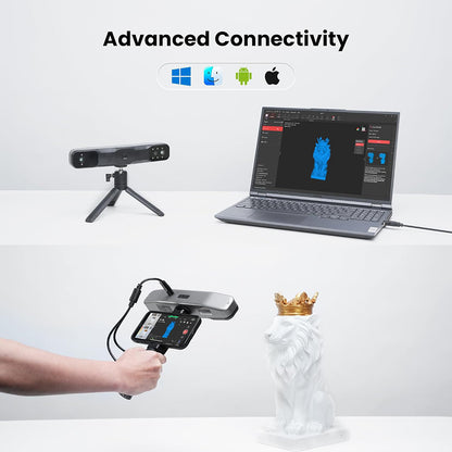 Revopoint RANGE 2 3D Scanner, 0.1mm Precision, 2MP Resolution, Up to 16fps Scanning Speed, 400-1300mm Working Distance, 4 Flash LEDs, IMU Motion Tracking, Supports Body Face/Large Objects &amp; Win/Android/iOS/macOS
