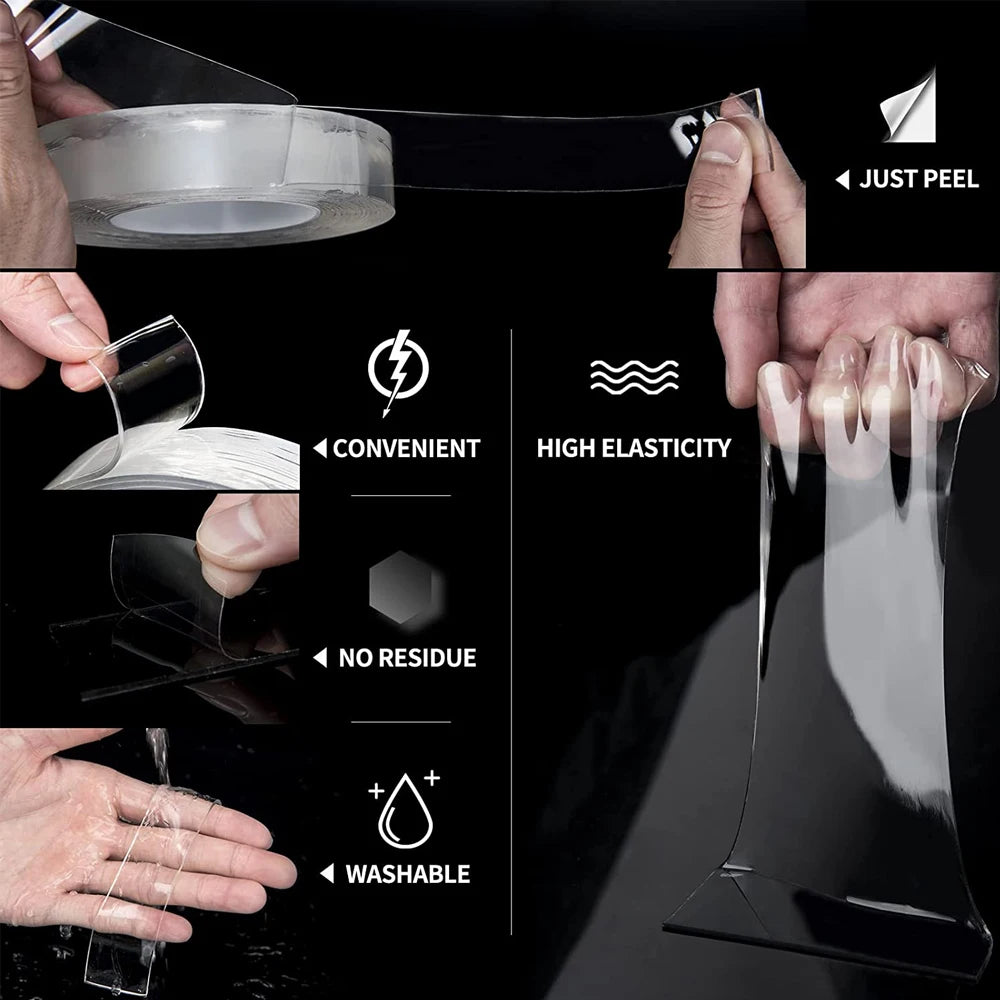 1-10M oboustranná lepicí nano páska Šířka 30 mm Opakovaně použitelná Beze stopy Vodotěsná Ultra pevná páska na zeď Průhledná montážní páska