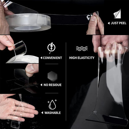 1-10M oboustranná lepicí nano páska Šířka 30 mm Opakovaně použitelná Beze stopy Vodotěsná Ultra pevná páska na zeď Průhledná montážní páska