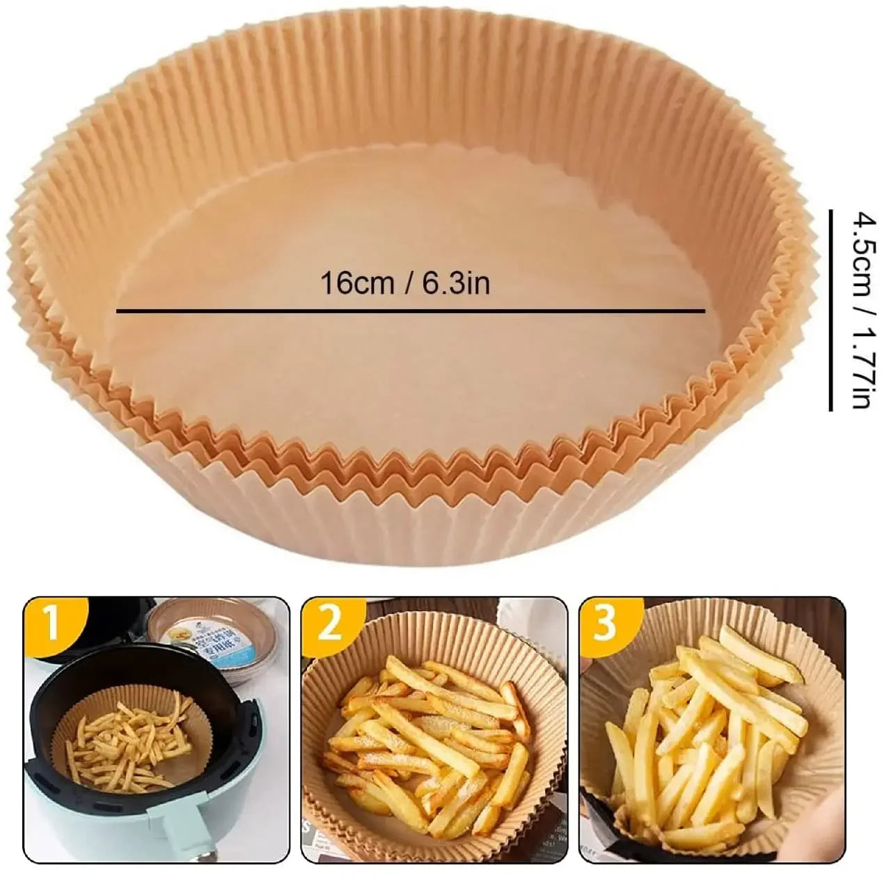 50/100/200ks Jednorázový papír do fritézy Kulatý/čtvercový Speciální papír Potravinářský silikonový olej Papír Vložky do fritézy Pečicí papír